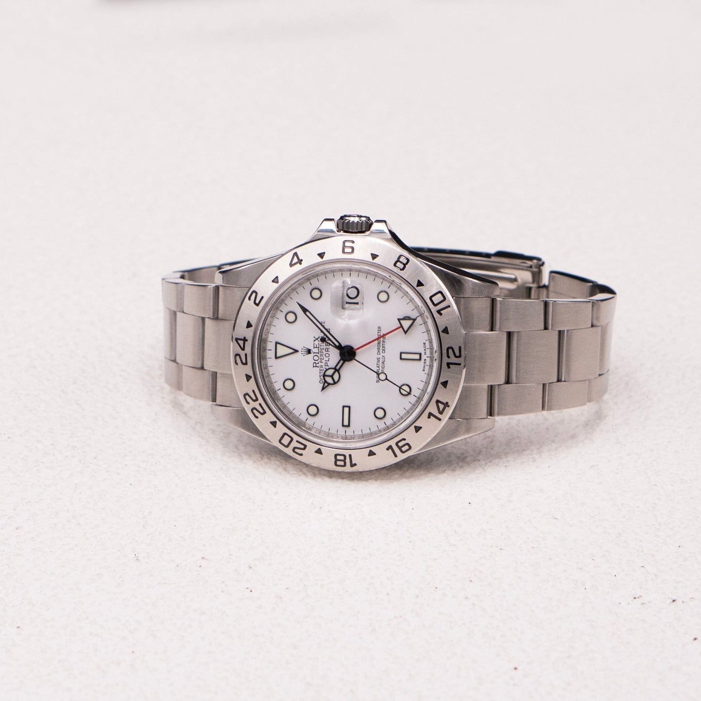 Rolex Explorer II 16570 White Dial Engraved Steel Mens Watch - Watches