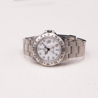 Rolex Explorer II 16570 White Dial Engraved Steel Mens Watch - Watches