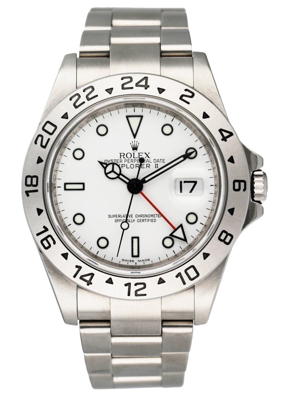 Rolex Explorer II 16570 White Dial Engraved Steel Mens Watch - Watches