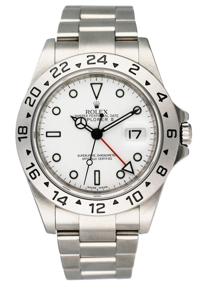 Rolex Explorer II 16570 White Dial Engraved Steel Mens Watch - Watches