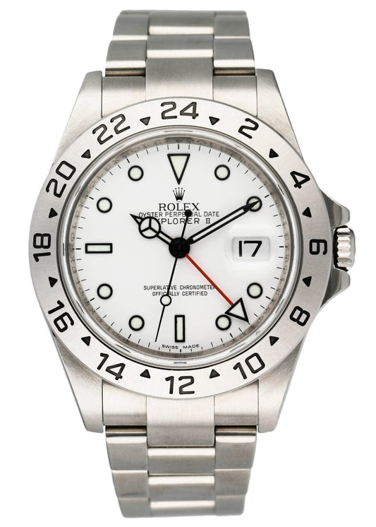 Rolex Explorer II 16570 White Dial Engraved Steel Mens Watch - Watches