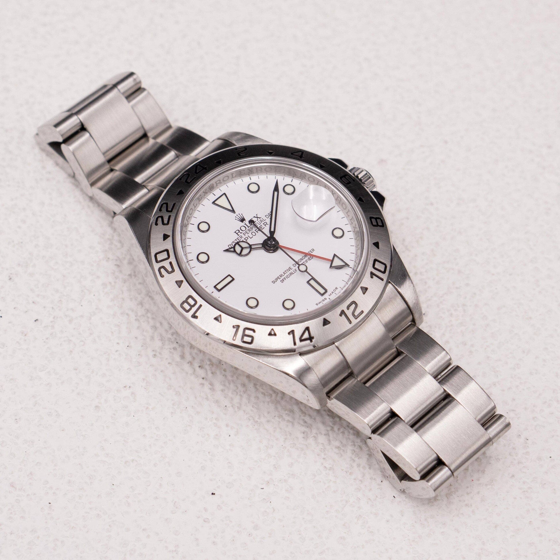 Rolex Explorer II 16570 White Dial Engraved Steel Mens Watch - Watches