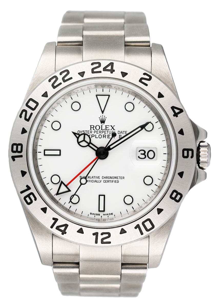 Rolex Explorer II 16570 White Dial Engraved Mens Watch Box Papers - Watches