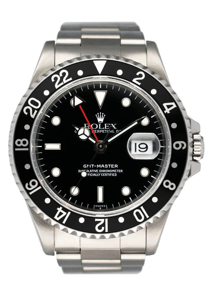 Rolex GMT-Master 16700 Black Dial Stainless Steel Mens Watch - Wristwatch