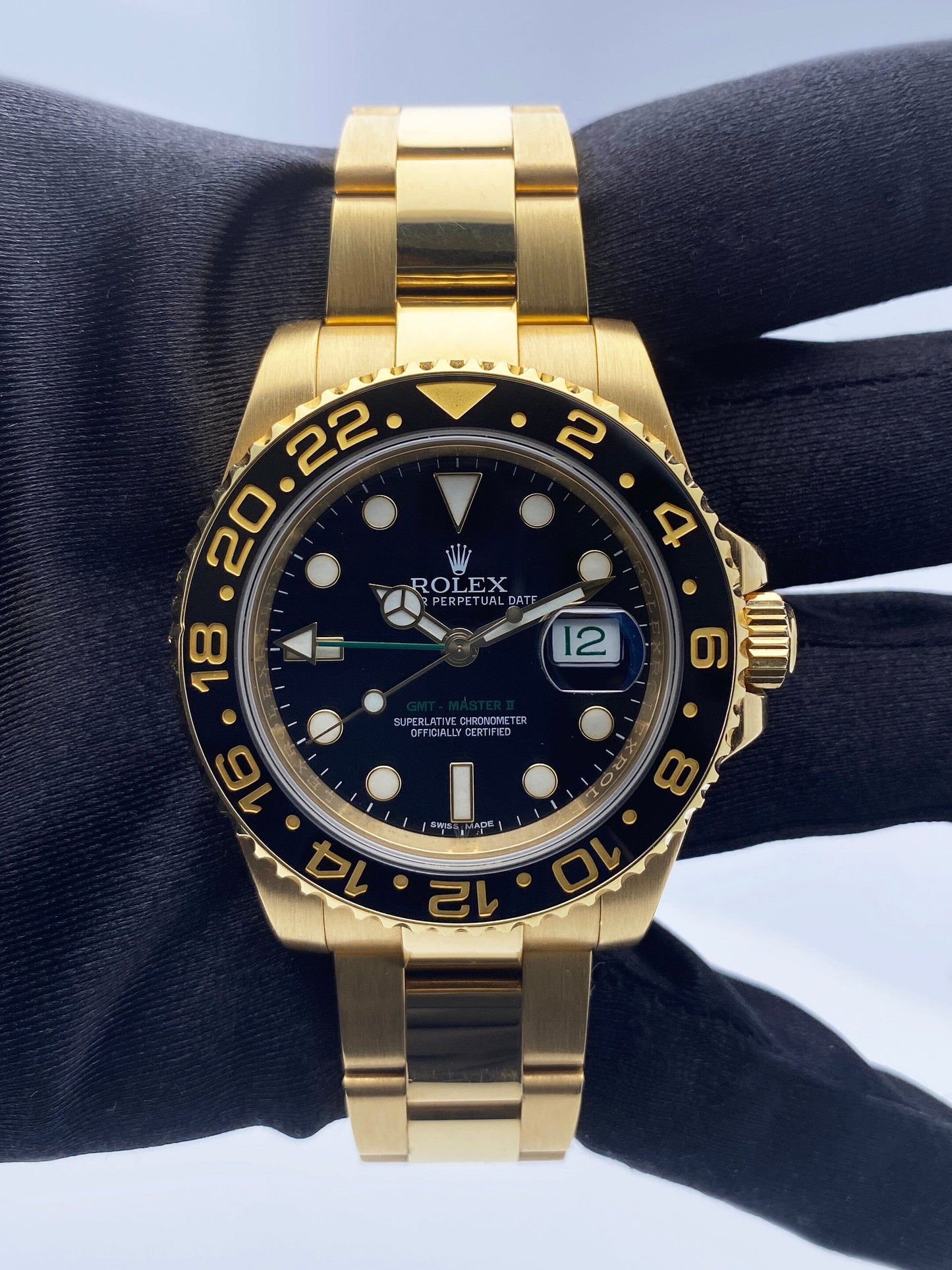 Rolex GMT-Master II 116718LN Black Dial Yellow Gold Mens Watch Box Papers - Watches