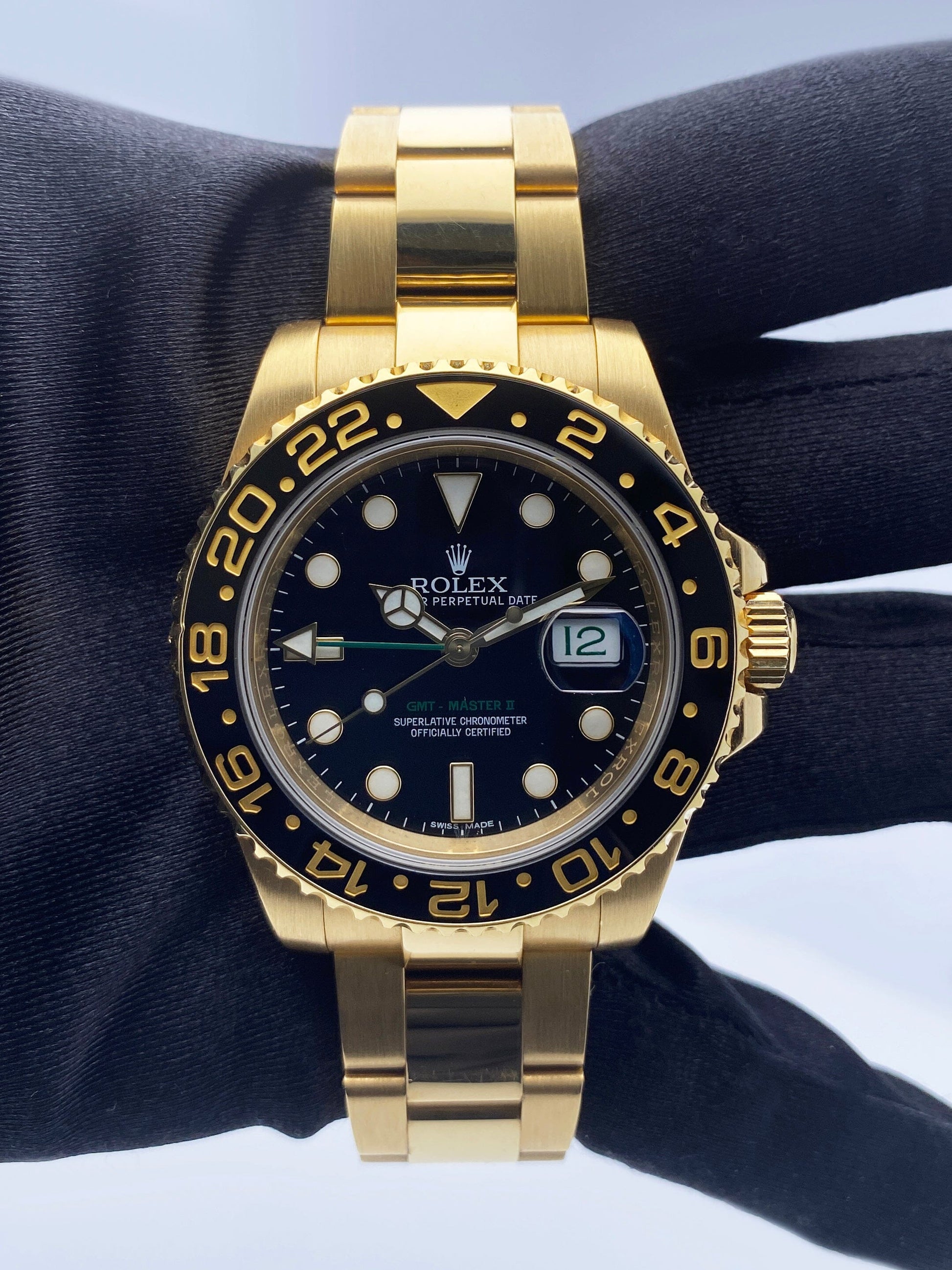 Rolex GMT-Master II 116718LN Black Dial Yellow Gold Mens Watch Box Papers - Watches