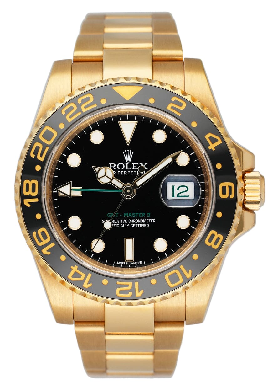 Rolex GMT-Master II 116718LN Black Dial Yellow Gold Mens Watch Box Papers - Watches