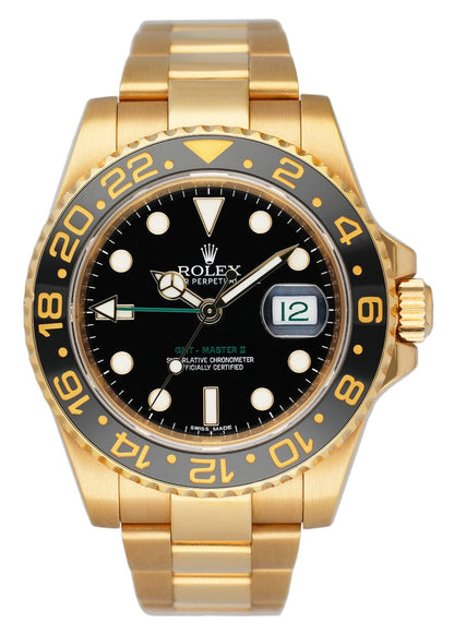 Rolex GMT-Master II 116718LN Black Dial Yellow Gold Mens Watch Box Papers - Watches