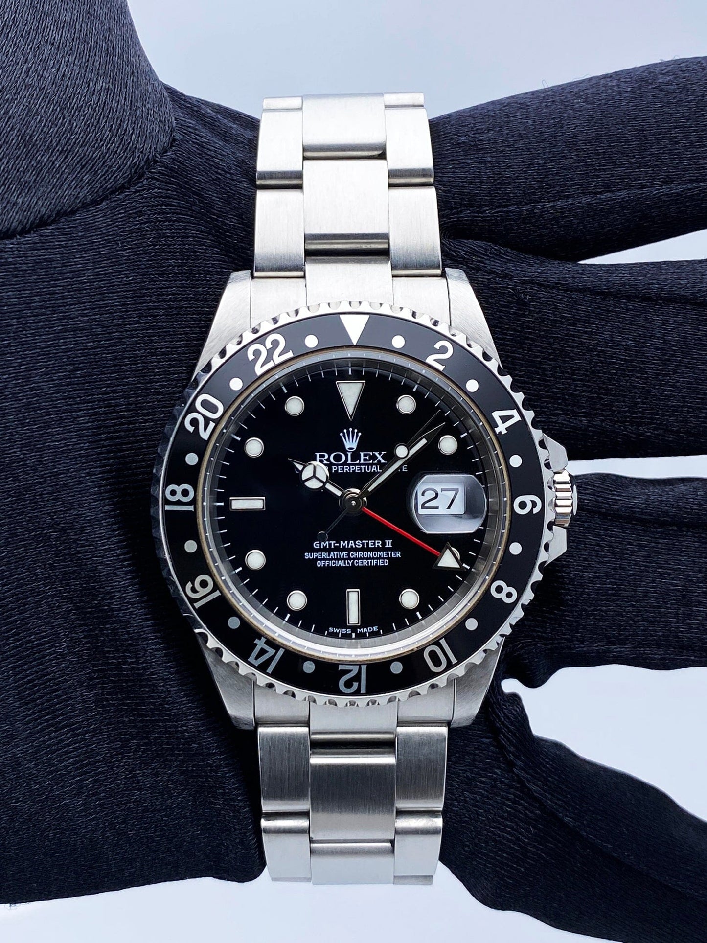 Rolex GMT Master II 16710 Stainless Steel Mens Watch Box Papers - Virtual