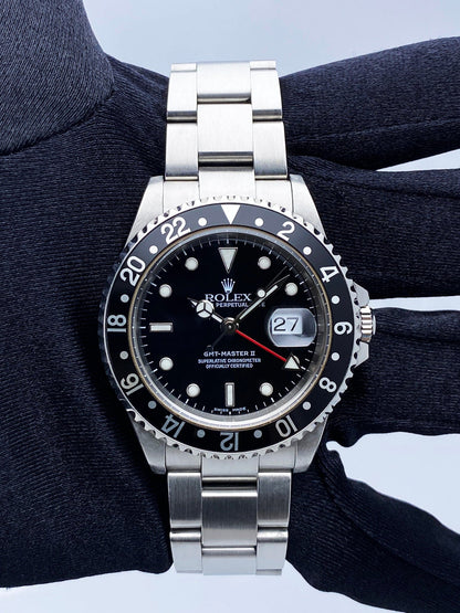 Rolex GMT Master II 16710 Stainless Steel Mens Watch Box Papers - Virtual