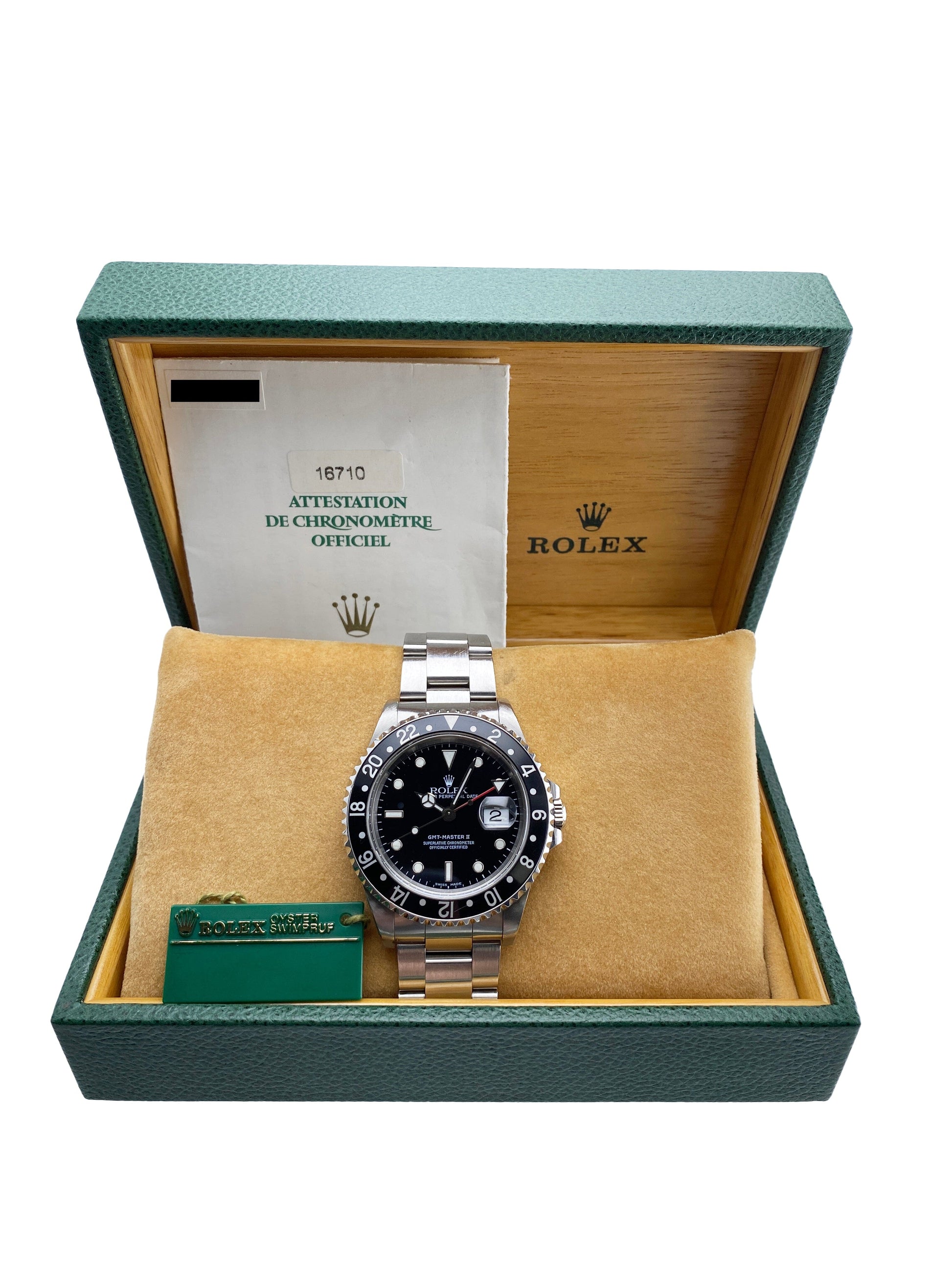 Rolex GMT Master II 16710 Stainless Steel Mens Watch Box Papers - Virtual