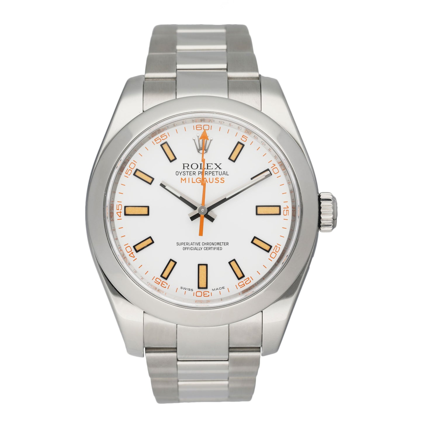 Rolex Milgauss 116400 White Dial Mens Watch Box Papers