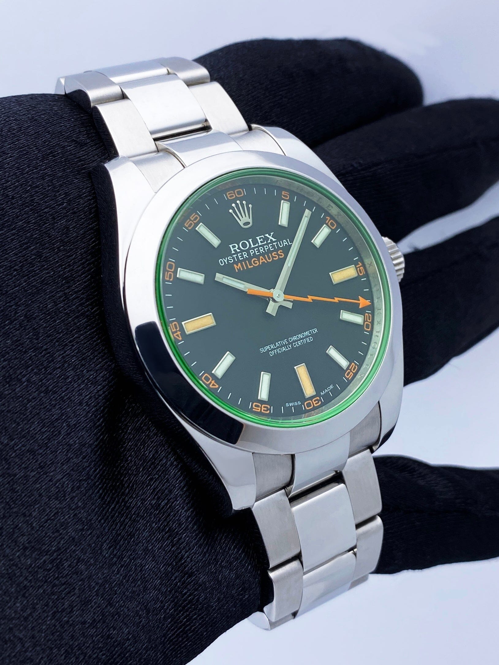 Rolex Milgauss 116400GV Black Dial Mens Watch Box Papers - Virtual