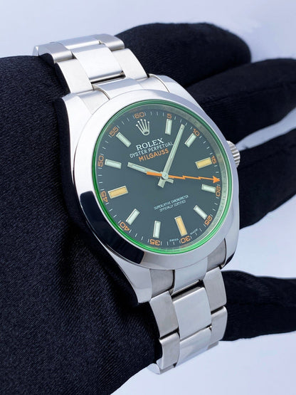 Rolex Milgauss 116400GV Black Dial Mens Watch Box Papers - Virtual