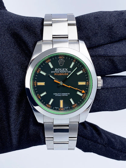 Rolex Milgauss 116400GV Black Dial Mens Watch Box Papers - Virtual