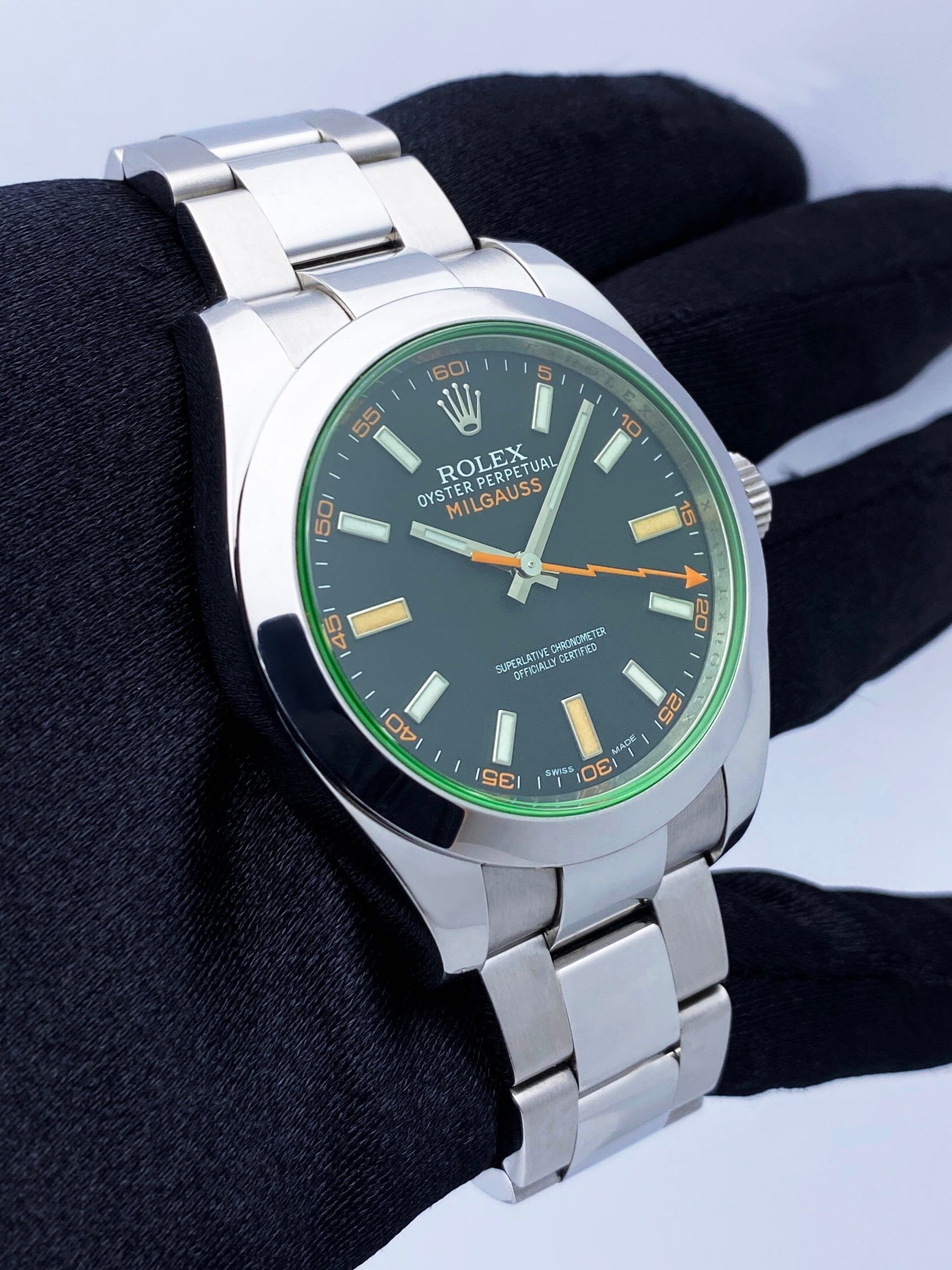 Rolex Milgauss 116400GV Black Dial Mens Watch Box Papers - Virtual