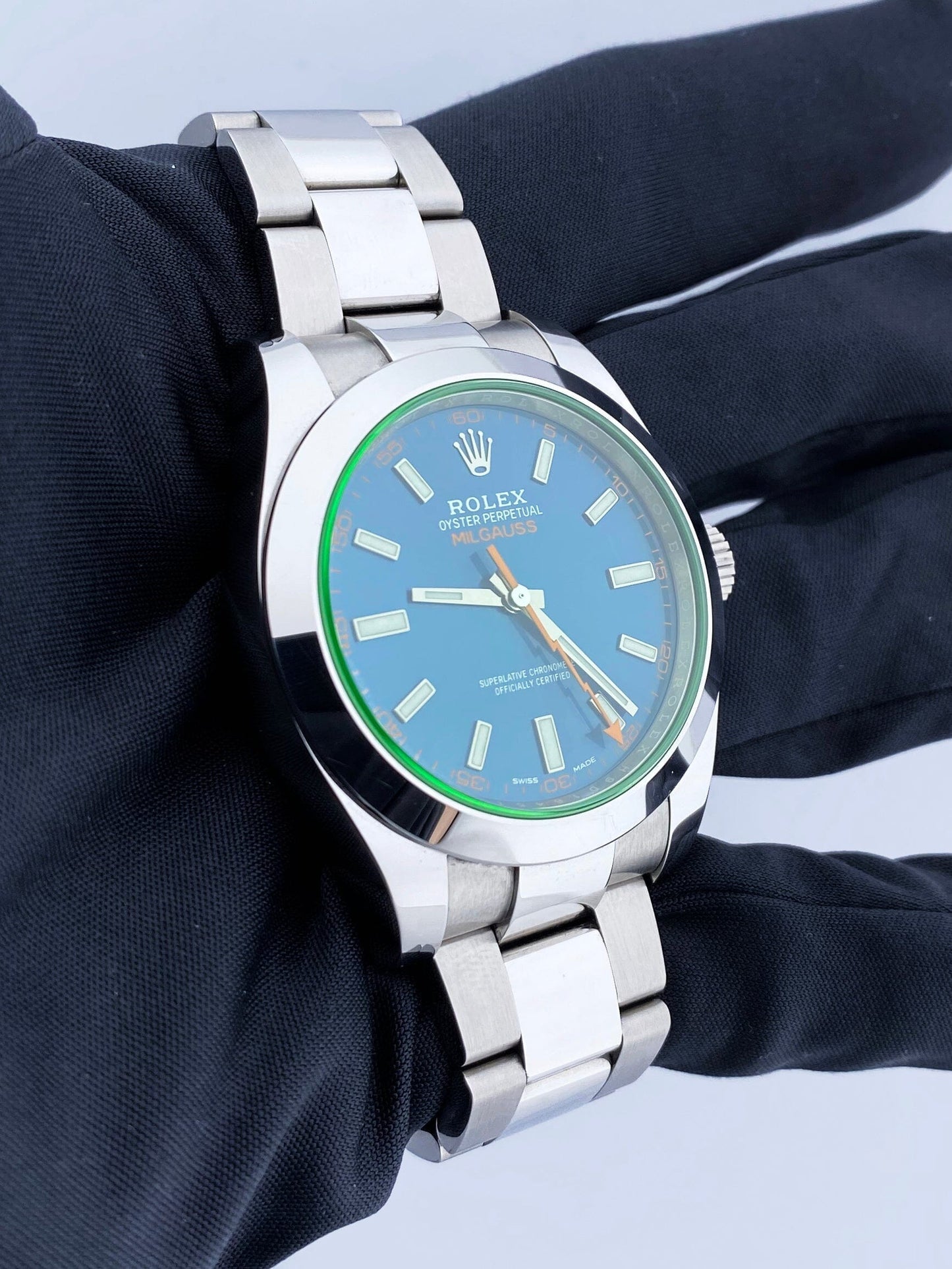 Rolex Milgauss 116400GV Blue Dial Mens Watch Papers - Wristwatch