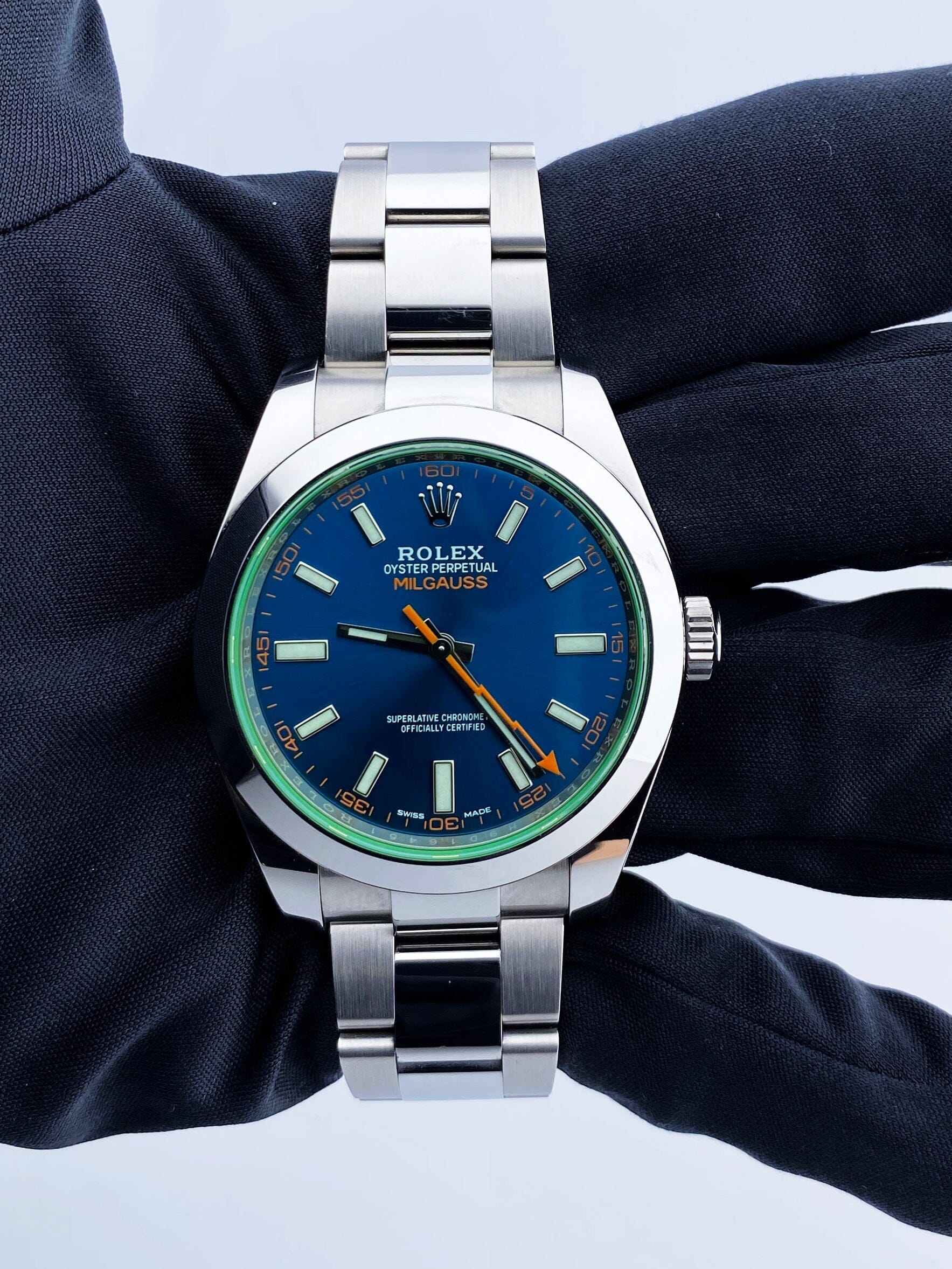 Rolex Milgauss 116400GV Blue Dial Mens Watch Papers - Wristwatch