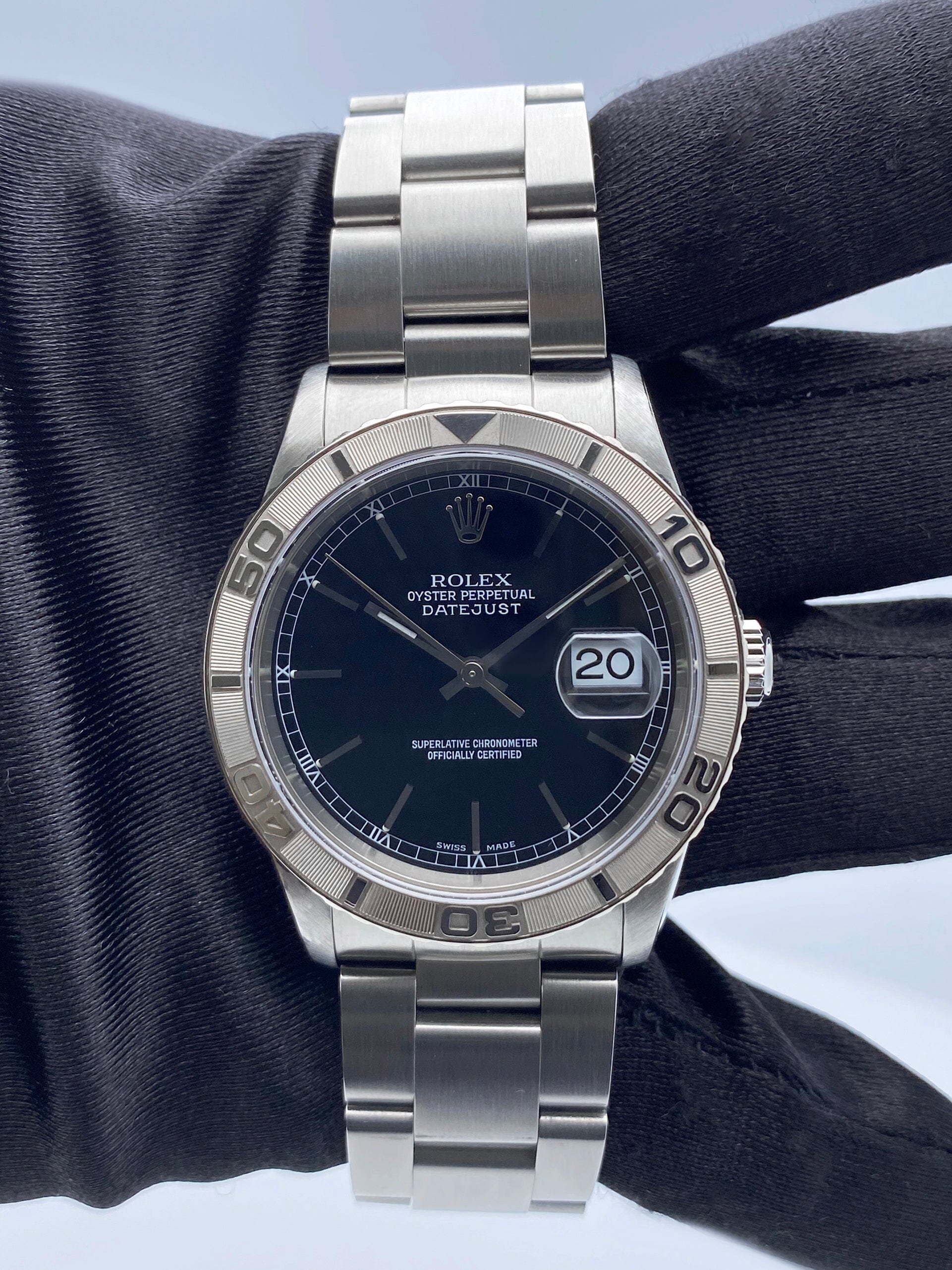 Rolex Oyster Datejust Turn-O-Graph 16264 Black Dial Mens Watch