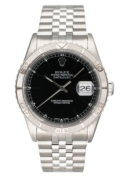 Rolex Oyster Datejust Turn-O-Graph 16264 Black Dial Mens Watch