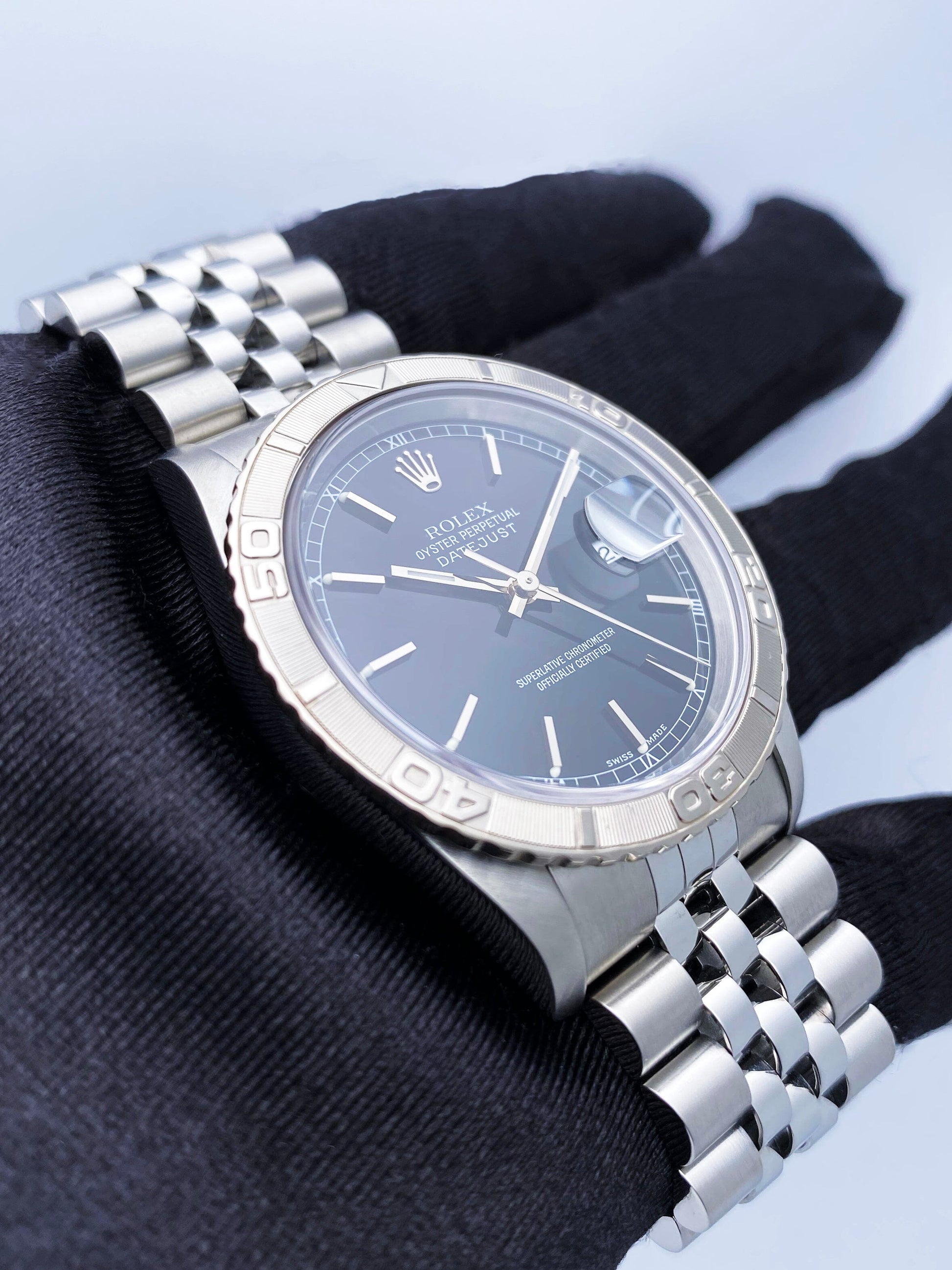 Rolex Oyster Datejust Turn-O-Graph 16264 Black Dial Mens Watch