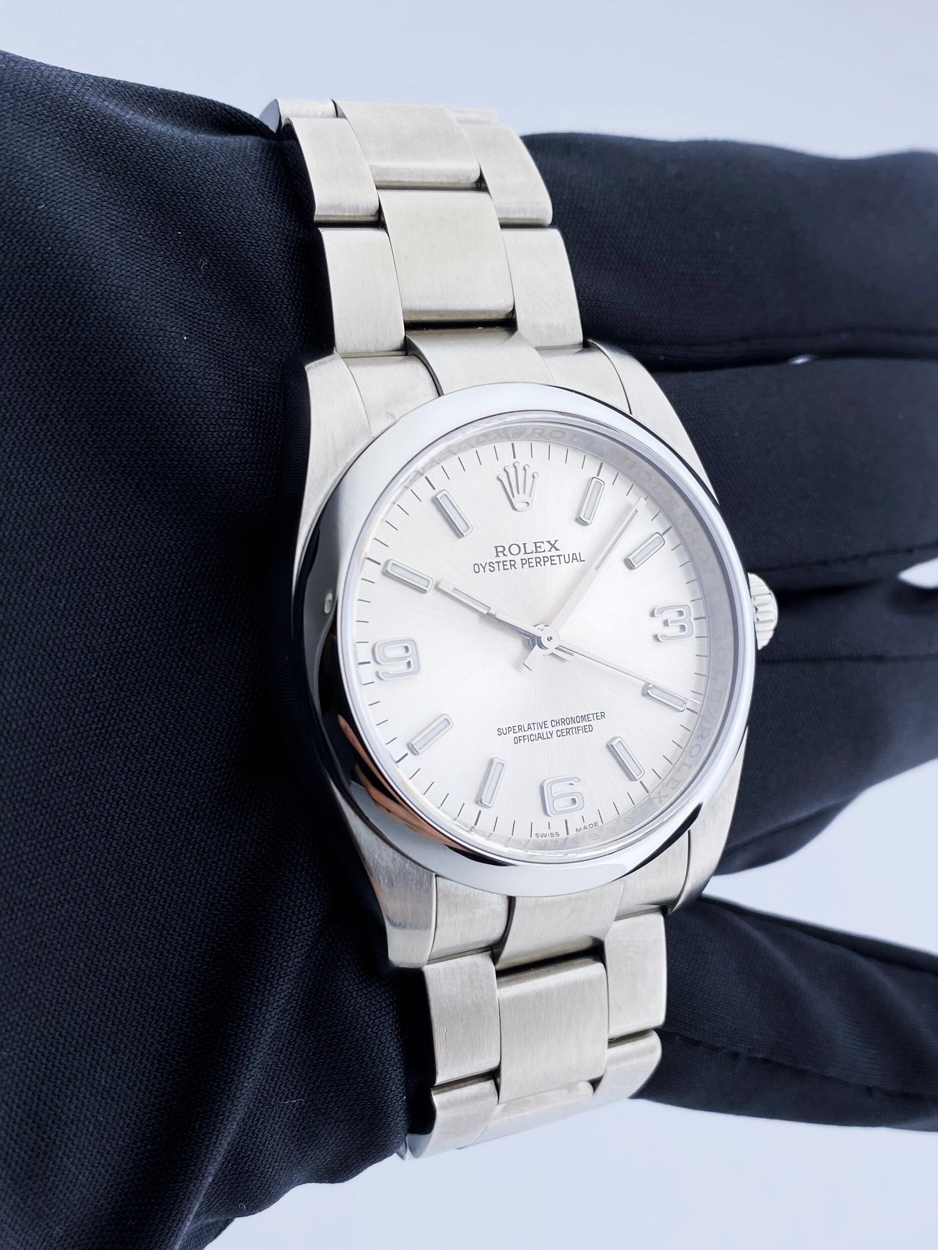 Rolex Oyster Perpetual 116000 Silver Dial Steel Mens Watch Box Papers - Wristwatch