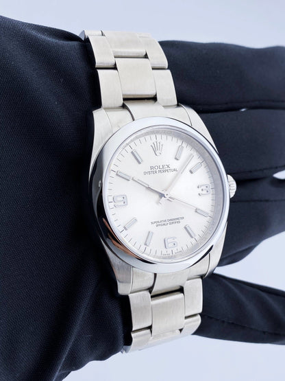 Rolex Oyster Perpetual 116000 Silver Dial Steel Mens Watch Box Papers - Wristwatch