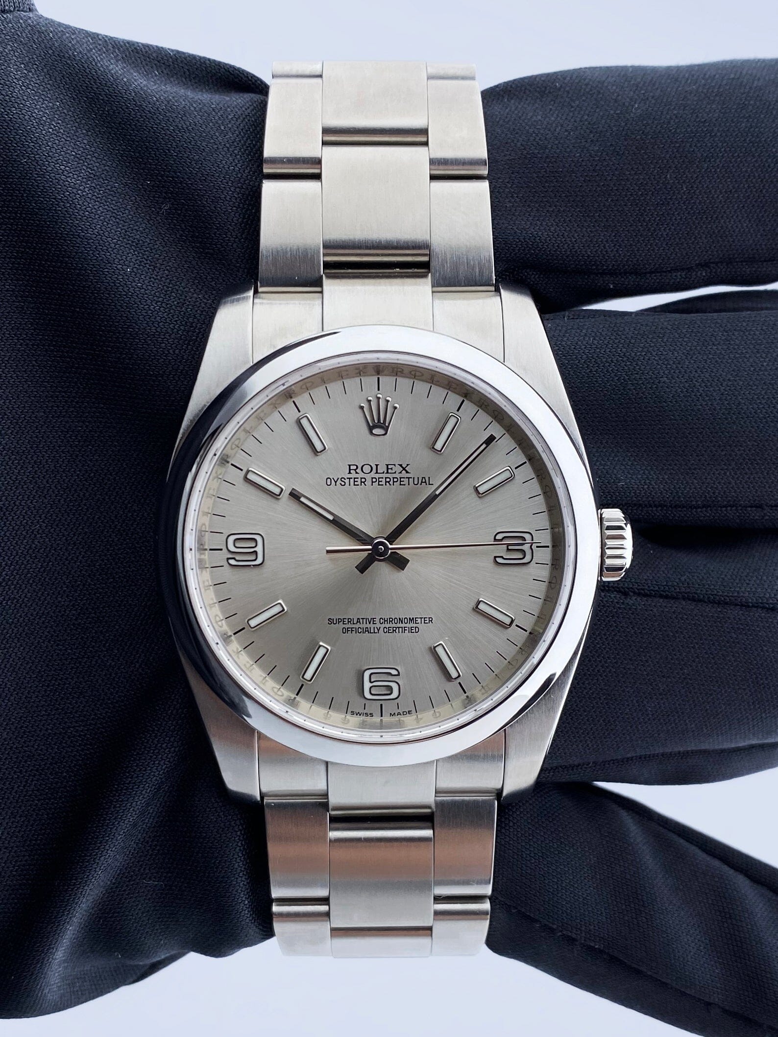 Rolex Oyster Perpetual 116000 Silver Dial Steel Mens Watch Box Papers - Wristwatch
