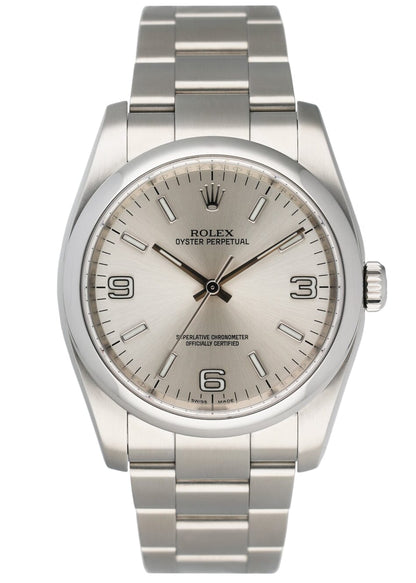 Rolex Oyster Perpetual 116000 Silver Dial Steel Mens Watch Box Papers - Wristwatch