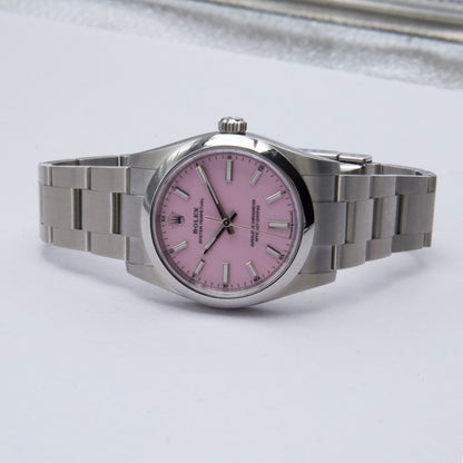 Rolex Oyster Perpetual 124200 Midsize Candy Pink Dial Ladies Watch Box Papers - Watches