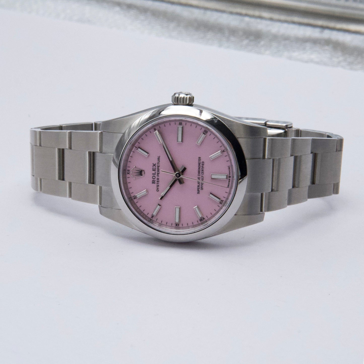 Rolex Oyster Perpetual 124200 Midsize Candy Pink Dial Ladies Watch Box Papers - Watches