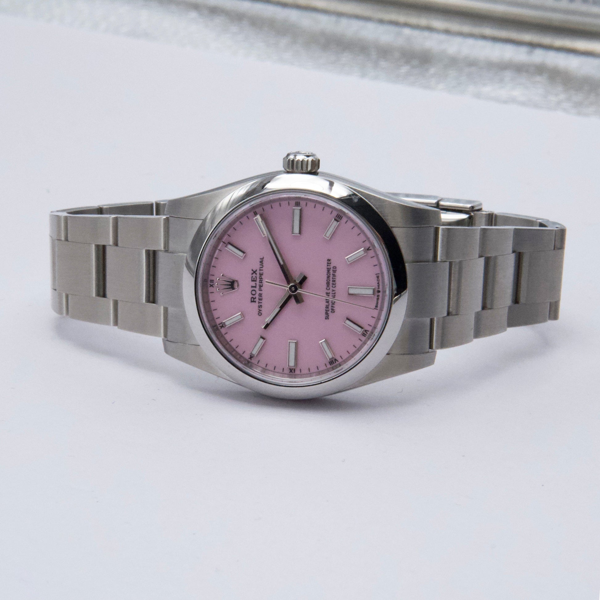 Rolex Oyster Perpetual 124200 Midsize Candy Pink Dial Ladies Watch Box Papers - Watches