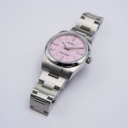 Rolex Oyster Perpetual 124200 Midsize Candy Pink Dial Ladies Watch Box Papers - Watches