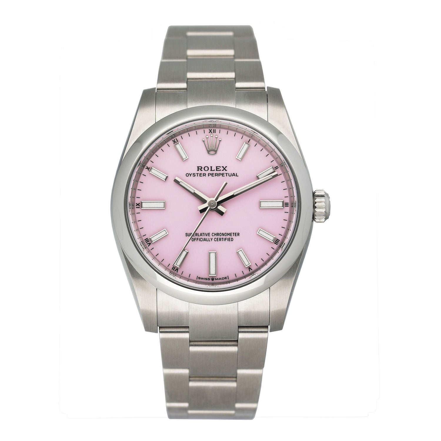 Rolex Oyster Perpetual 124200 Midsize Candy Pink Dial Ladies Watch Box Papers - Watches