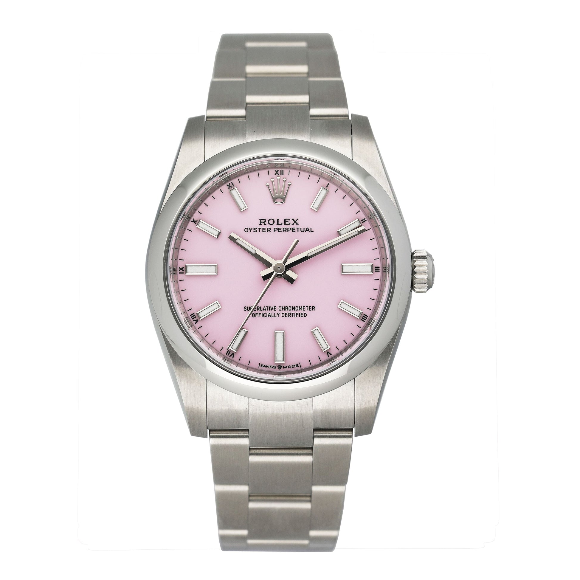 Rolex Oyster Perpetual 124200 Midsize Candy Pink Dial Ladies Watch Box Papers - Watches