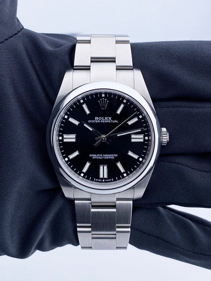 Rolex Oyster Perpetual 124300 Black Dial Mens Watch Box Papers - Wristwatch
