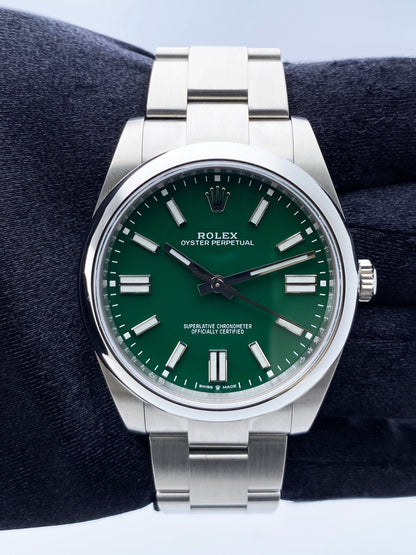 Rolex Oyster Perpetual 124300 Green Dial Mens Watch Box Papers - Virtual