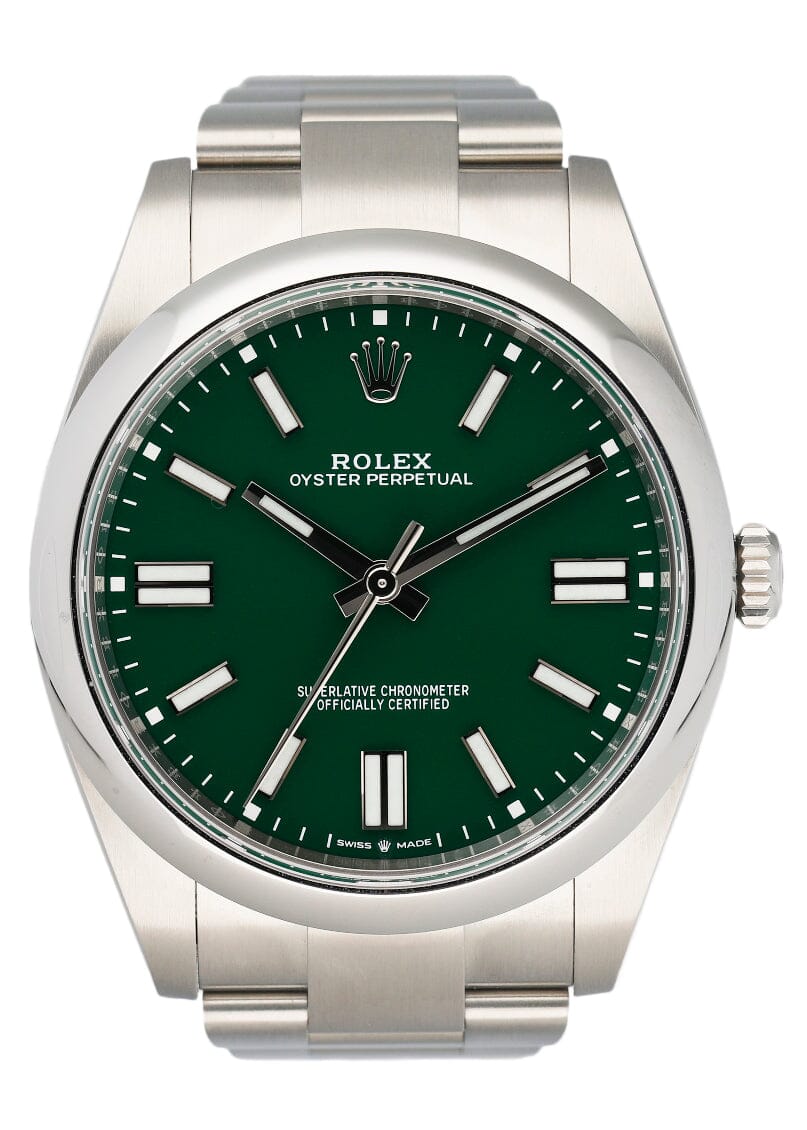 Rolex Oyster Perpetual 124300 Green Dial Mens Watch Box Papers - Virtual