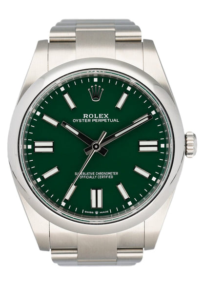 Rolex Oyster Perpetual 124300 Green Dial Mens Watch Box Papers - Virtual