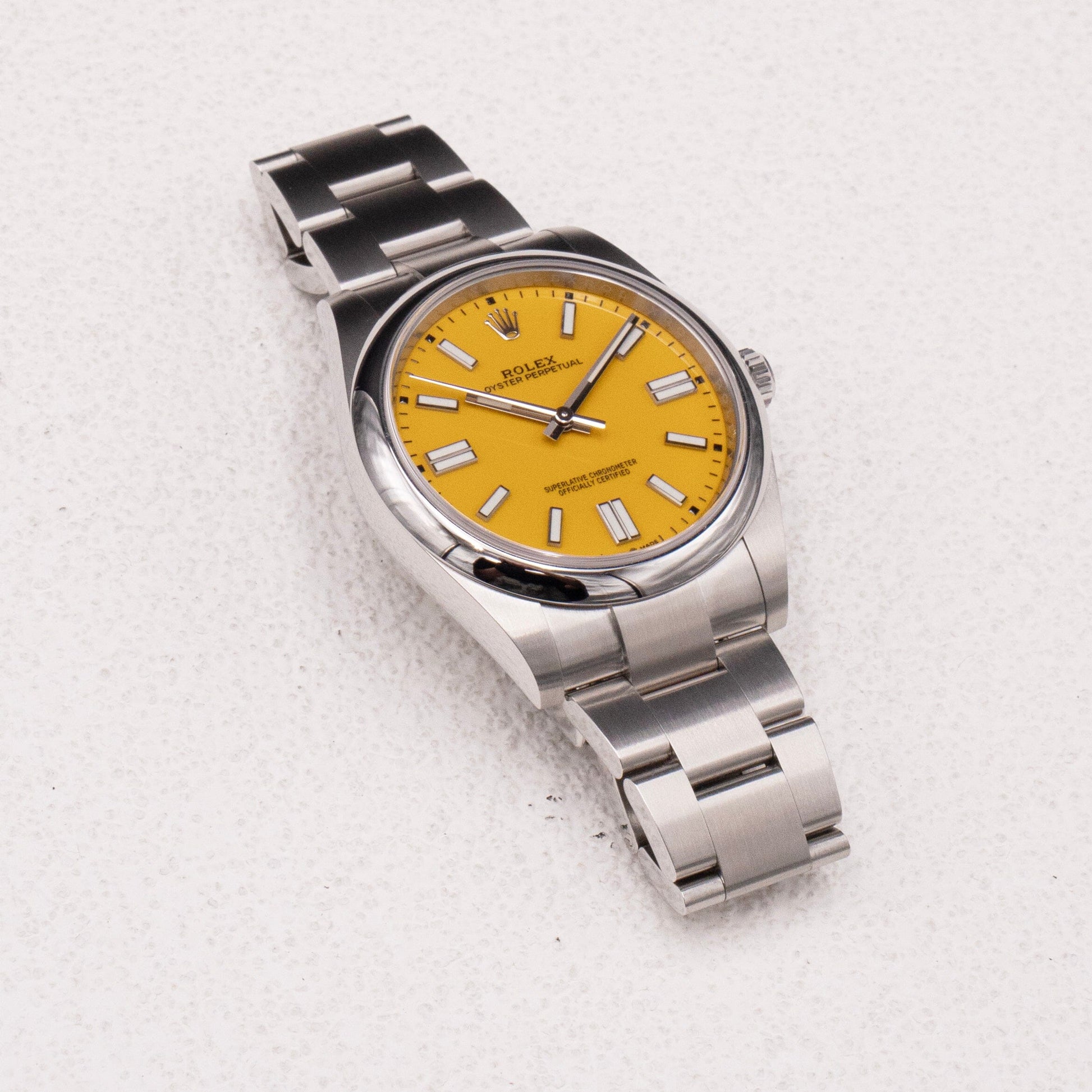 Rolex Oyster Perpetual 124300 Yellow Dial Mens Watch Box Papers