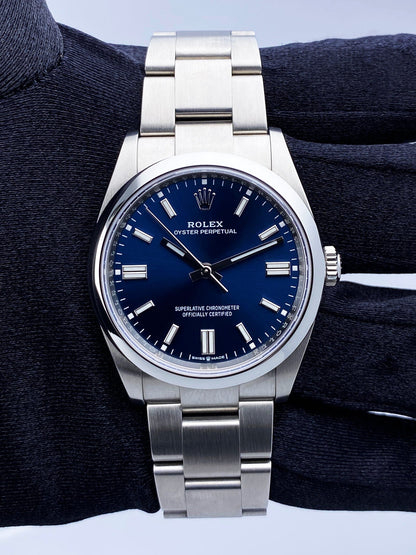 Rolex Oyster Perpetual 126000 Blue Dial Mens Watch Box Papers - Virtual