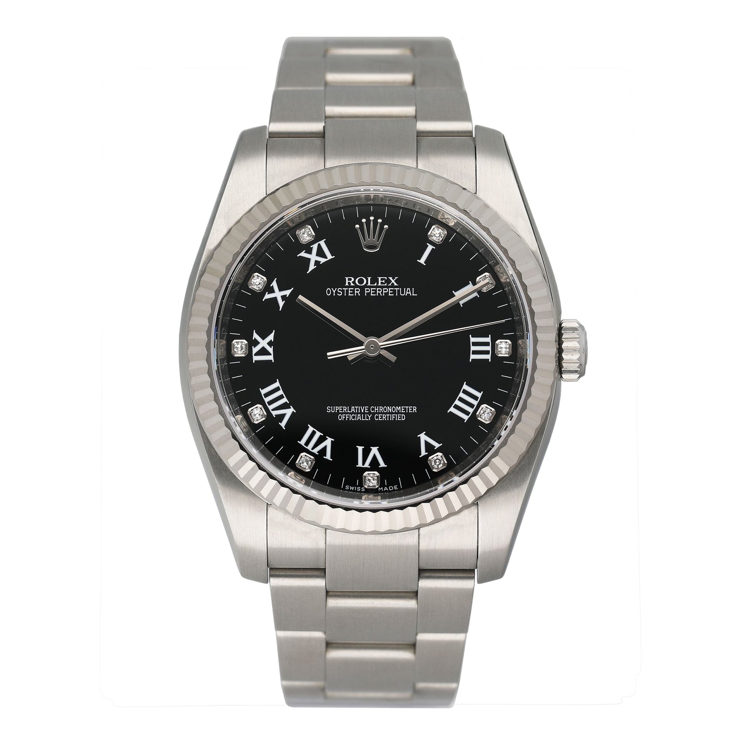 Rolex Oyster Perpetual 36 116034 Diamond Black Dial Mens Watch Box Papers - Watches