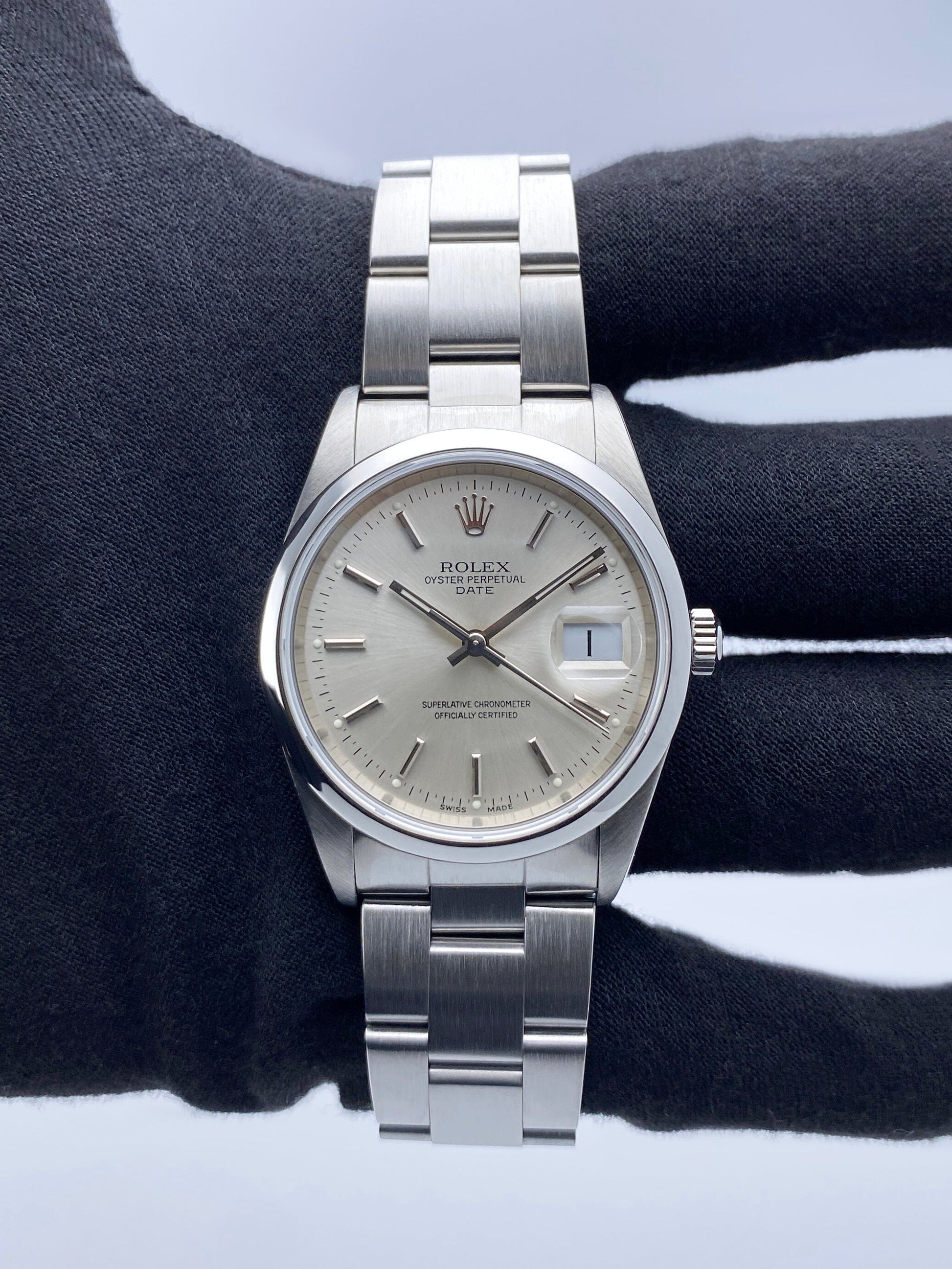 Rolex Oyster Perpetual Date 15200 Silver Dial Mens Watch - Virtual