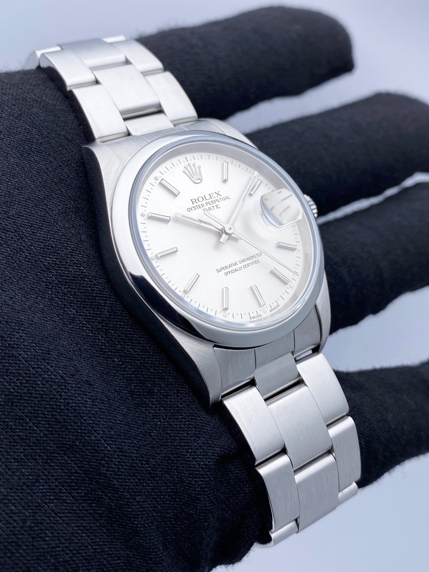 Rolex Oyster Perpetual Date 15200 Silver Dial Mens Watch - Virtual