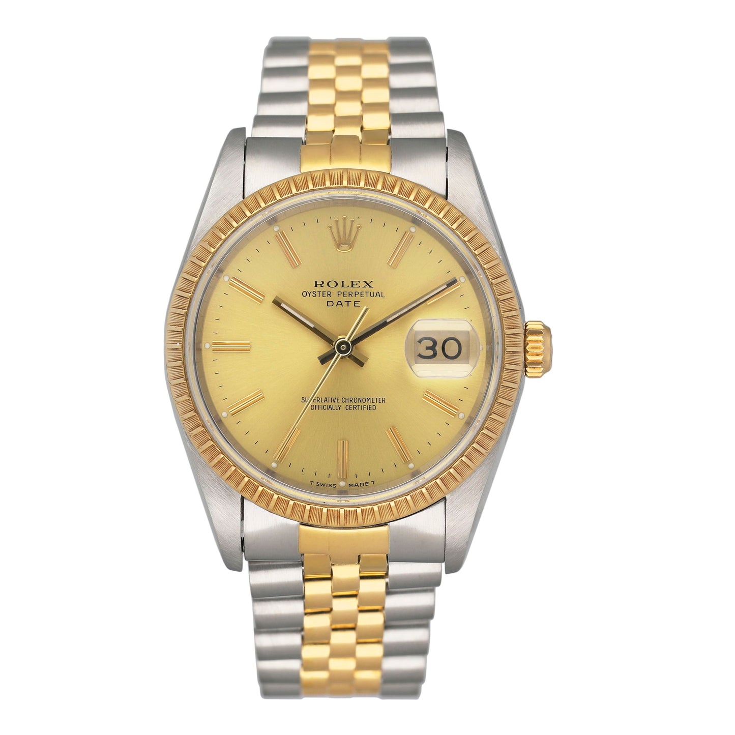 Rolex Oyster Perpetual Date 15223 Champagne Dial Mens Watch