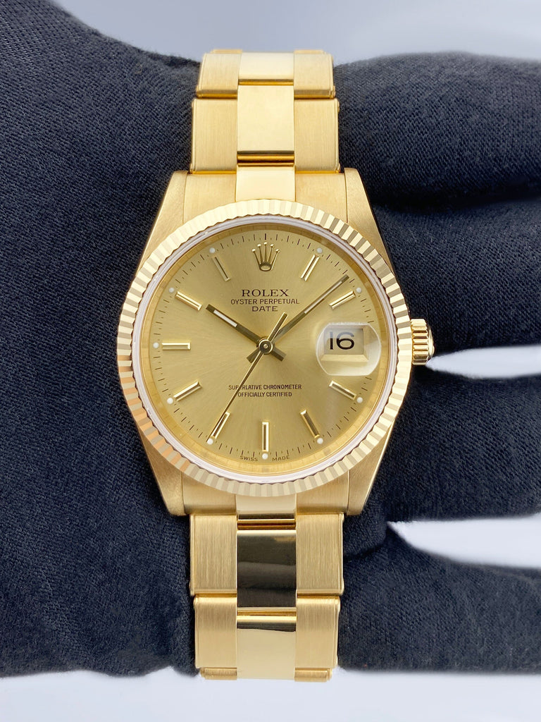Rolex Oyster Perpetual Date 15238 Champagne Dial Mens Watch