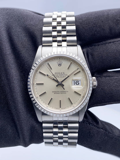 Rolex Oyster Perpetual Datejust 16220 Silver Dial Mens Watch - Watches