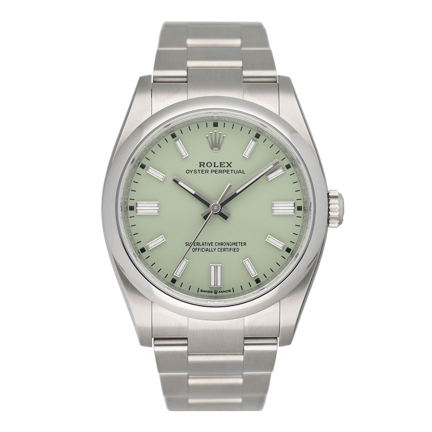 Rolex Oyster Perpetual Pistachio Dial 126000 Mens Watch Box Papers