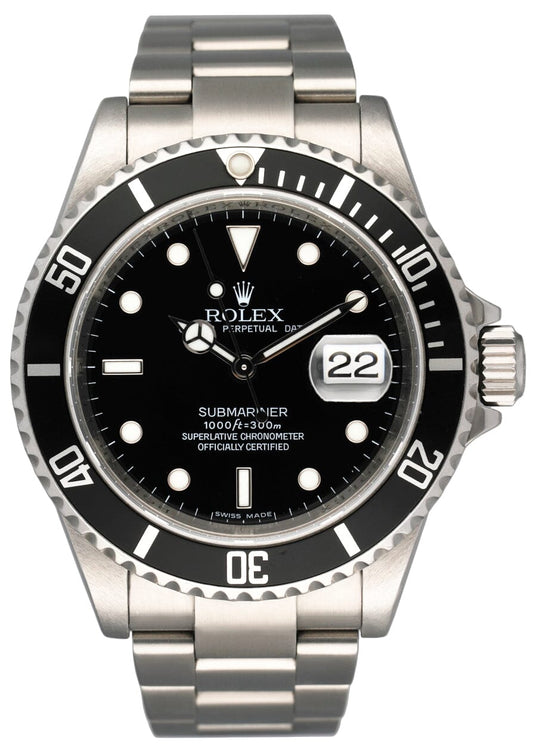 Rolex Oyster Perpetual Submariner 16610T Engraved Rehaut Mens Watch - Wristwatch