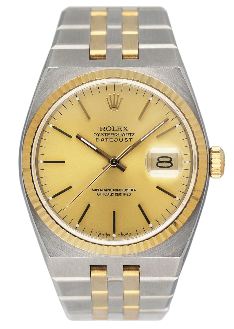 Rolex Oysterquartz Datejust 17013 Two Tone Mens Watch Box Papers - Watches